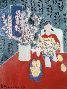 Ramos de ameixeira sobre um fundo verde de Henri Matisse