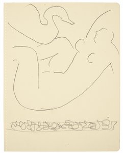 Estudo (Leda e o Cisne) (lápis de cor preto Conté sobre papel) de Henri Matisse