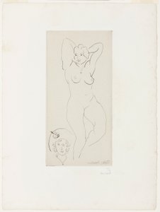 Nu feminino com os braços erguidos e cabeça de mulher de Henri Matisse