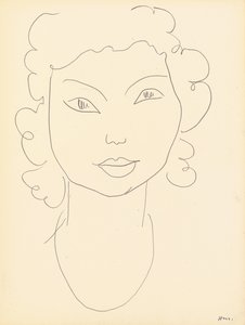 Cabeça, cabelo encaracolado (lápis de cera sobre papel) de Henri Matisse