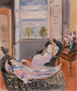 Interior com duas figuras, janela aberta de Henri Matisse