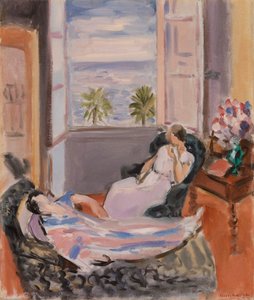 Interior com duas figuras, janela aberta de Henri Matisse