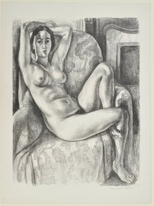 Nu com almofada azul junto a uma lareira de Henri Matisse