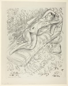 Nu descansando numa espreguiçadeira com fundo Mashrabiya de Henri Matisse