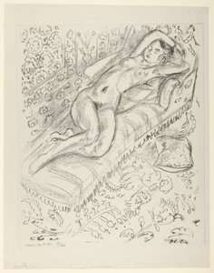 Nu em repouso numa chaise longue com fundo de mashrabiya de Henri Matisse