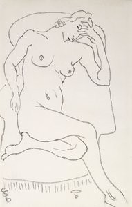 Mulher nua numa poltrona, c.1922-24 (lápis sobre papel) de Henri Matisse