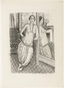 Odalisca de calças às riscas, reflectida no espelho de Henri Matisse