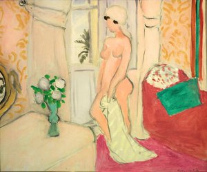 Nu cor-de-rosa ou Jovem com um vaso de flores, c.1920 (óleo sobre tela) de Henri Matisse