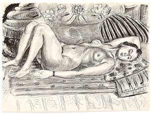 Nu reclinado sobre um Braseiro, c.1926-1927 (caneta e tinta da china sobre papel) de Henri Matisse