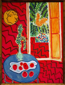 Interior vermelho, natureza-morta sobre mesa azul de Henri Matisse