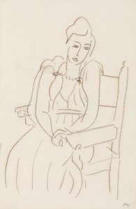 Mulher sentada (lápis de cera castanho sobre papel) de Henri Matisse