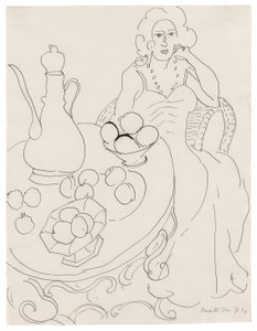 Mulher sentada diante de uma mesa de servir de Henri Matisse