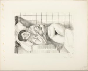 Nua a dormir, com os joelhos cobertos por um xaile de Henri Matisse