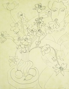 Estudo para Anémonas e Mulher, Harmonia em Azul de Henri Matisse