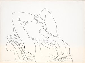 Mulher reclinada com os braços sobre a cabeça, meia figura de Henri Matisse