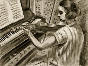 Um jovem violinista em frente a um piano de Henri Matisse