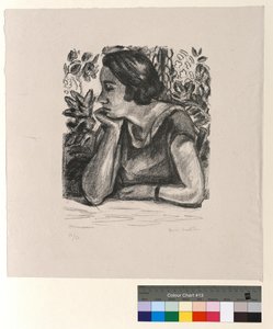 Rosto de perfil apoiado num braço, biombo Luís XIV de Henri Matisse