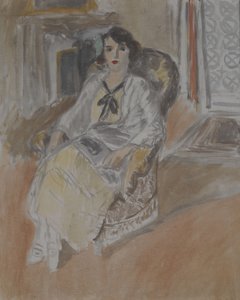 Mulher sentada numa poltrona, c.1922 (óleo sobre tela) de Henri Matisse