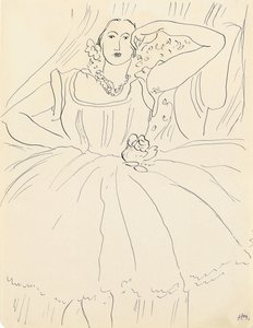 Mulher em vestido de noite (caneta e tinta sobre papel) de Henri Matisse