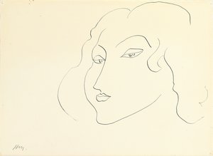 Cabeça de mulher (caneta e tinta sobre papel) de Henri Matisse