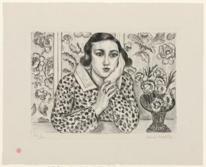Rapariga encostada a um biombo florido de Henri Matisse