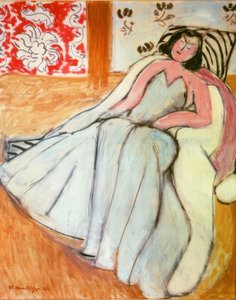 Mulher jovem com casaco de peles branco de Henri Matisse