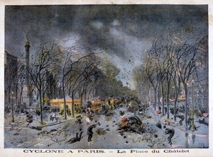 O ciclone em Paris, Place du Châtelet, 1896 de Henri Meyer