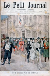 Um casamento em uma bicicleta, França, 1897 de Henri Meyer