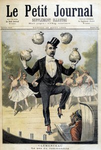 Georges Clemenceau fazendo malabarismos com a libra esterlina - no "Le Petite Journal" de 19/08/1893 de Henri Meyer