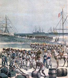 Desembarque das tropas senegalesas no New Wharf em Cotonou, Benin, 1892 de Henri Meyer