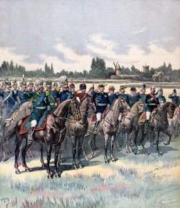 Revisão militar com o general Saussier e adidos militares estrangeiros, 14 de julho de 1891. de Henri Meyer