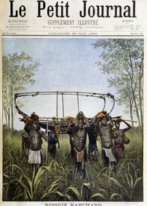 Missão Marchand: uma fatia do vapor Faidharbe na savana do planalto central, indo do Congo ao Nilo (desenho de Henri Meyer de uma fotografia do comandante Marchand) - em "Le PetitJournal" de 28/05/1899 de Henri Meyer