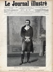 Retrato de Leon Marais (1853-1891) em "Thermidor" de Victorian Sardou no papel de Hugon Marcial - Desenho de Henri Meyer, Gravação de Navellier em "The Illustrous Diary" de 1891 de Henri Meyer