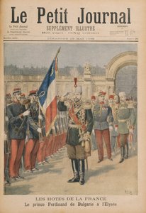 Príncipe Ferdinand (1861-1948) da Bulgária no Palácio do Eliseu, ilustração do Le Petit Journal, 10 de maio de 1896 (gravura a cores) de Henri Meyer