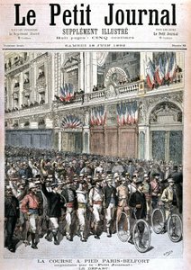 Início da participação da multidão no Paris - Belfort organizado pela PetitJournal - no "Le petit journal" de 18/06/1892. de Henri Meyer