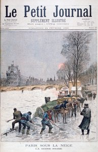 O Sena congelado, inverno, Paris, 1895