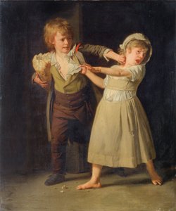 Duas crianças a lutar por um pedaço de pão de Henri Pierre Danloux