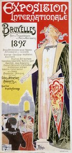 Cartaz da Exposição Internacional de Bruxelas 1897 por Henri Privat Antoine Theodore Livemont (às vezes chamado Privat-Livemont) (1861-1936)