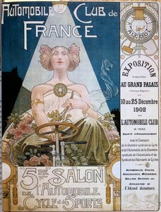 Cartaz do Automobile Club de France durante o 5º Salão Automóvel do Grand Palais de Paris em 1902, ilustração de Henri Privat-Livemont (1861-1936), Versalhes, Biblioteca Municipal - Cartaz do Automóvel Club de France durante o 5º Salão Automóvel em