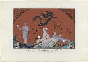 Le Bonheur du Jour ou Les Graces à la Mode: Chez la Marchande de Pavots. (título sobre o objecto)
Le Bonheur du Jour ou Les Graces à la Mode (título da série)