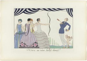 Apontem para o coração, lindas senhoras! (título sobre o objecto)
Le Bonheur du Jour ou Les Graces à la Mode (título da série)
