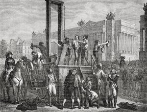 A execução de Robespierre e seus seguidores em 1794, gravada por Jonnard de Henri Renaud