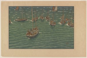 Barcos ancorados em Tréboul, placa 5 de, "Le Beau Pays de Bretagne de Henri Rivière