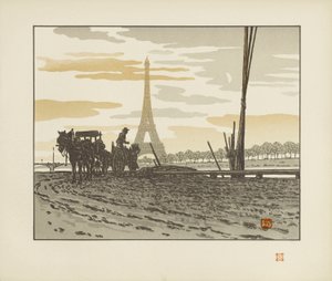 Do cais de Passy. Carvoeiros [As trinta e seis vistas da Torre Eiffel] de Henri Rivière