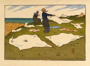 Mulheres secando roupas (Saint-Briac) de Henri Rivière