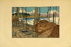 Barco de lagosta na foz do Trieux (Loguivy) de Henri Rivière
