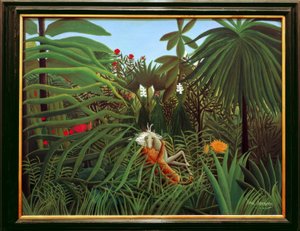 Cavalo atacado por onça-pintada de Henri Rousseau