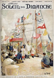 Bênção da Frota da Terra Nova por Henri Rudaux. Gravação em "Le sun-du-dimanche", 19 de março de Henri Rudaux