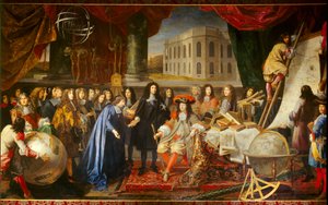 Colbert apresentando os membros da Academia Real das Ciências a Luís XIV em 1667 (óleo sobre tela)