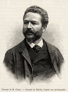 Retrato de Jules Claine (1856-1939), explorador e diplomata, autor da história. Gravura de Thiriat para ilustrar a história "um ano na Malásia", de Jules Claine (1856-1939)